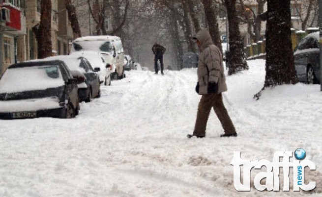 В Пловдив заваля мокър сняг