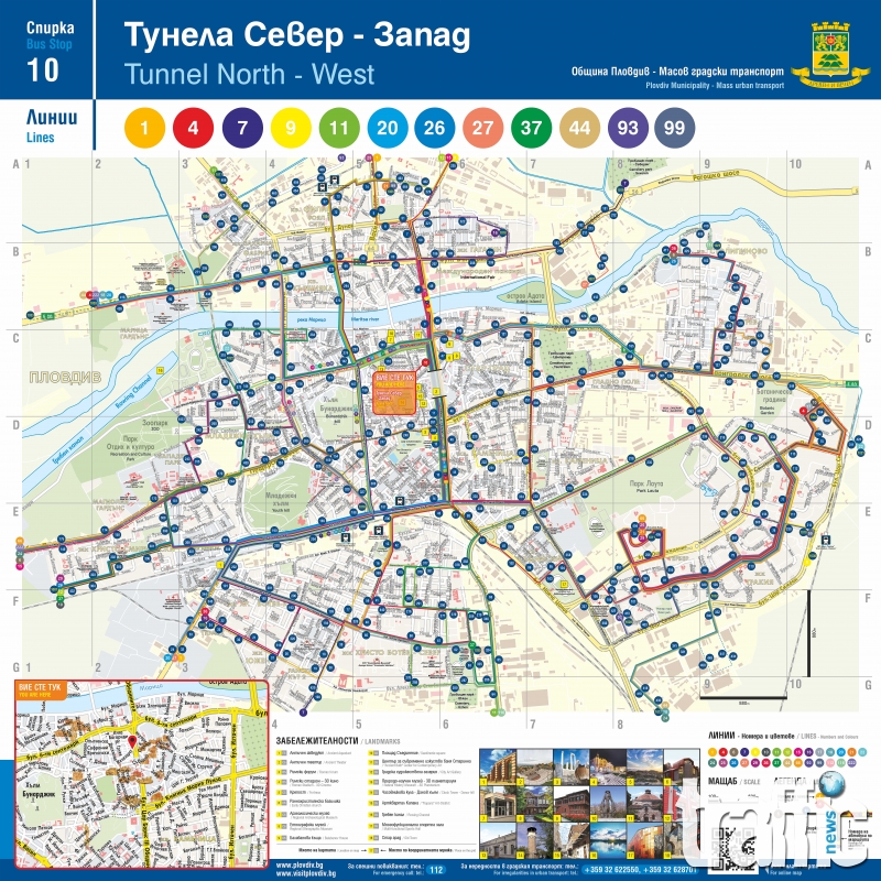 Цветна карта на автобусните линии ще краси  спирките на градския транспорт
