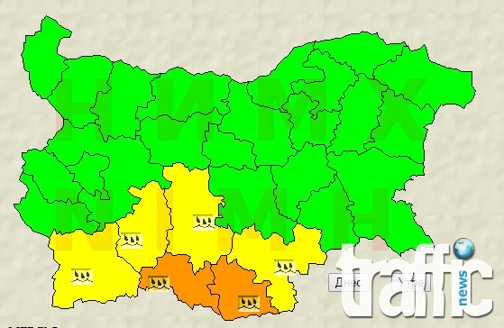 Оранжев и жълт код за опасно време през почивните дни