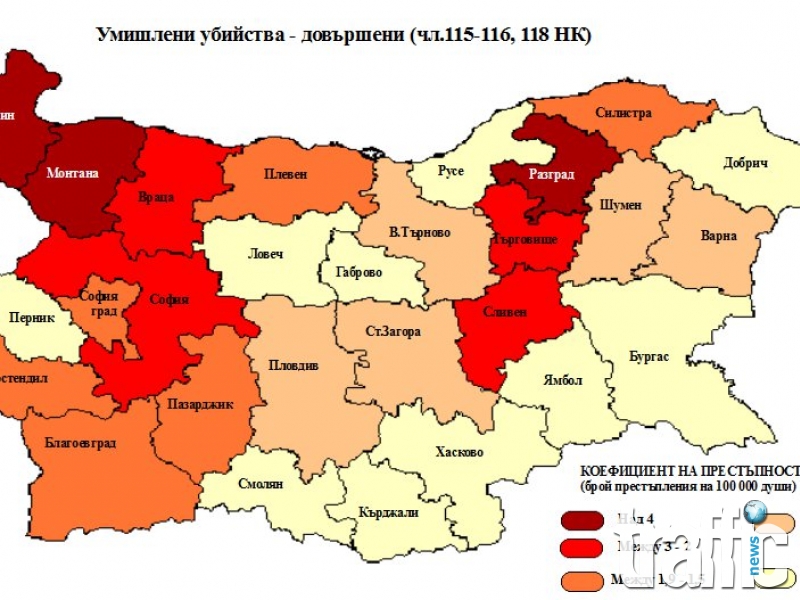 МВР отчете: Броят на убийствата расте