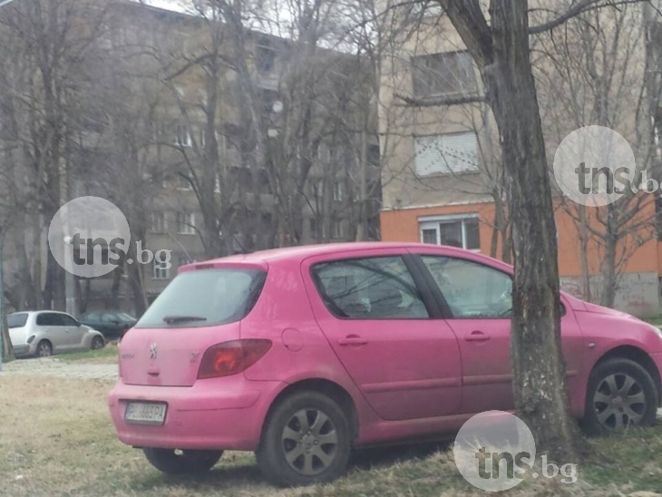 Какъв трябва да си, че да си паркираш розовото пежо върху зелена трева СНИМКИ