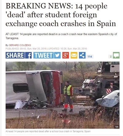 Страшна катастрофа! 14 студенти загинаха, след като автобусът им се сблъска с кола