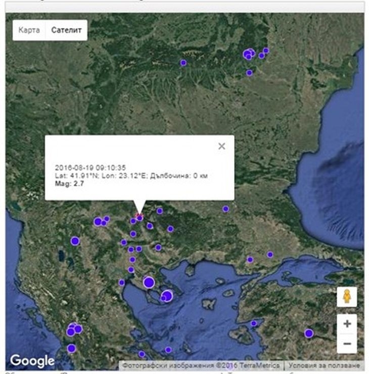 Земетресение друсна Благоевград  