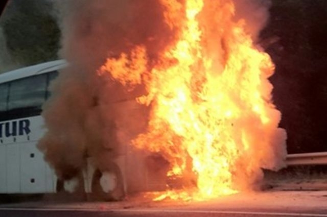 Пловдивчанин: Автобус с пътници от Гърция пламна като факла СНИМКА и ВИДЕО