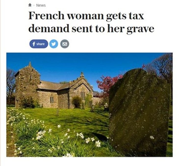 Починала жена получи съобщение за дължим данък, адресирано до... гроба ѝ 