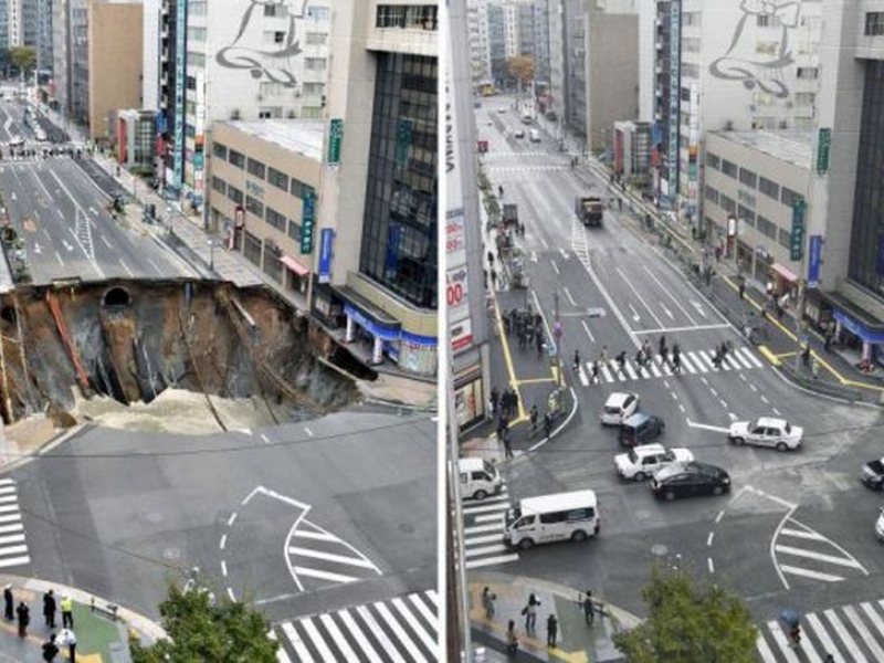 Японци ремонтираха пропаднал булевард за... два дни СНИМКA