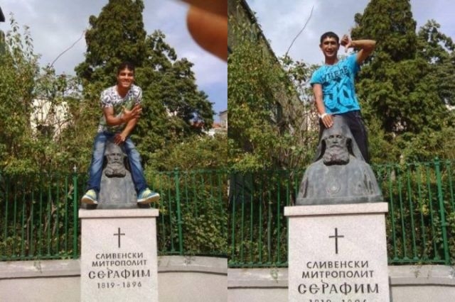 Роми се гаврят с паметник на митрополит СНИМКИ