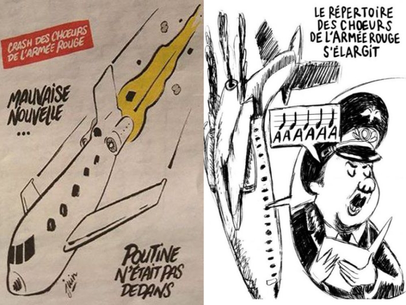 Шарли Ебдо се подигра със самолетната катастрофа в Русия