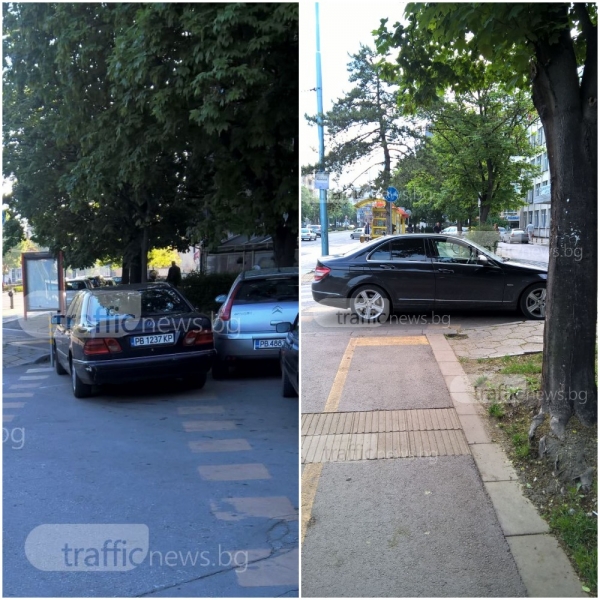 Два мерцедеса превзеха пешеходните пътеки пред II ДКЦ в Пловдив СНИМКИ