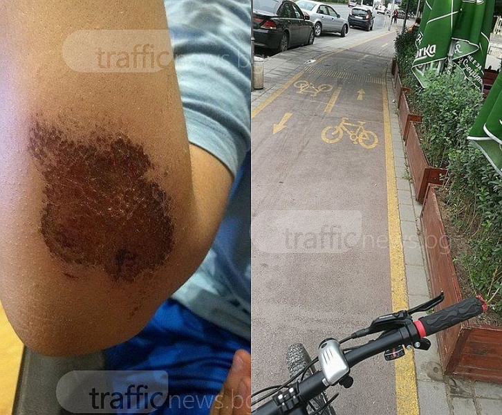 Пловдивски ученик се преби с колелото си по велоалея, притисната от кръчма в Кършияка СНИМКИ