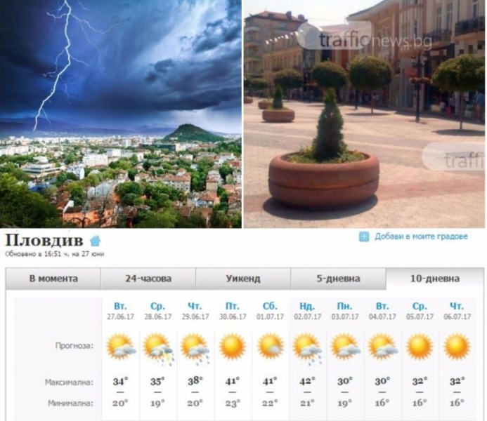 Екстремно време в Пловдив! Удрят ни летни бури, след това идват жеги от 42 градуса