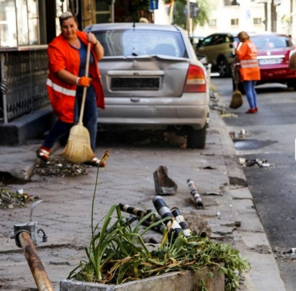 Шофьор се разлюти, помете колчетата, стълб и саксии