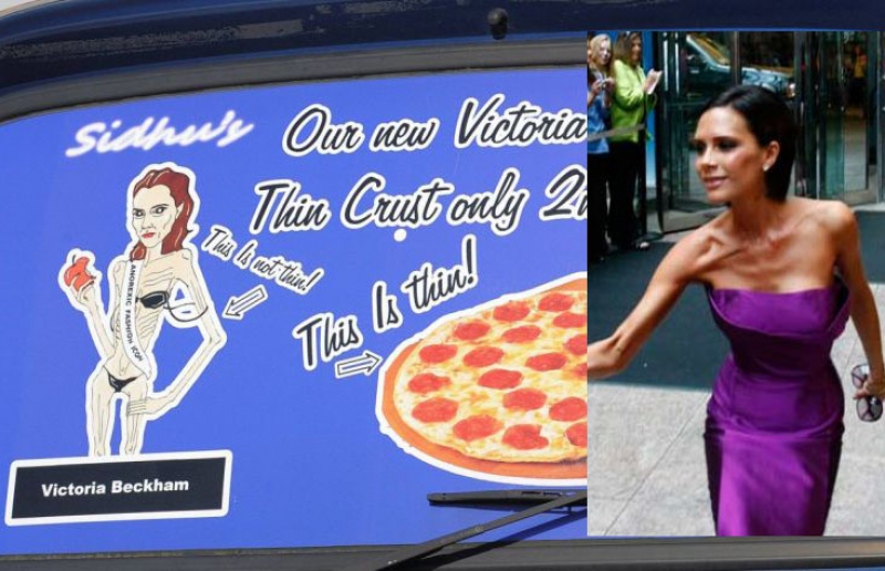 Заведение за анорексични пици с реклама: “Нашата пица е по-тънка от Виктория Бекъм“
