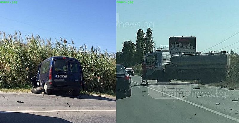 Нова тежка катастрофа на Околовръстното на Пловдив! Камион смаза пикап СНИМКИ
