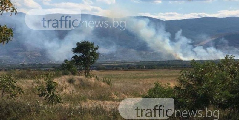Отново пожар край Куклен, горят сухи треви СНИМКИ