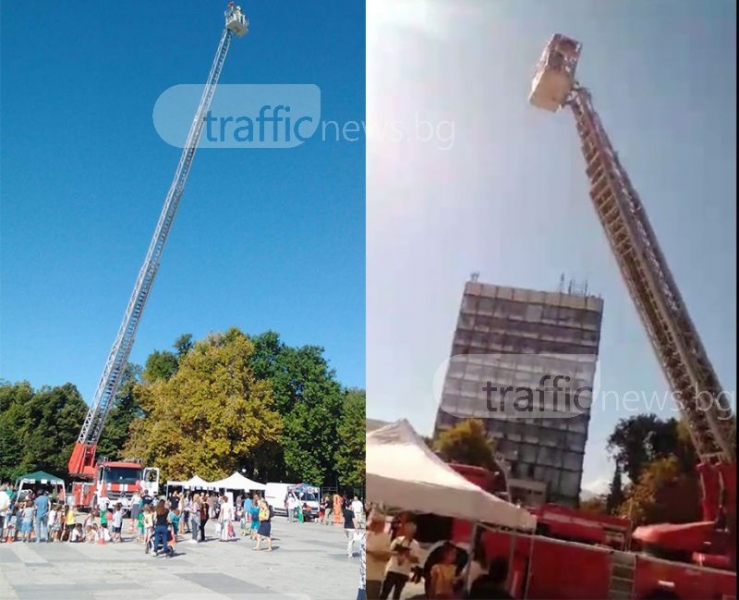 Площадът на Пловдив е блокиран от пожарна техника и огнеборци! ВИДЕО+СНИМКИ