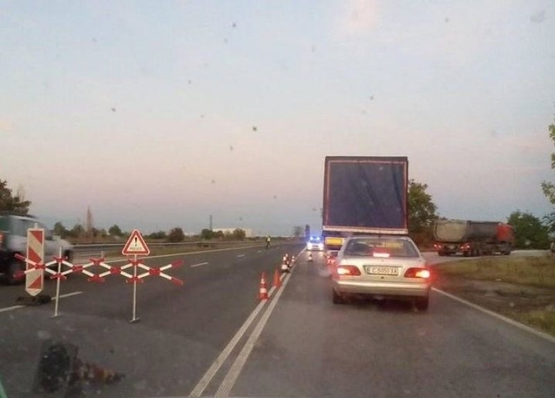 Силният вятър стовари дърво върху кола на магистралата, автомобил пък излетя от пътя