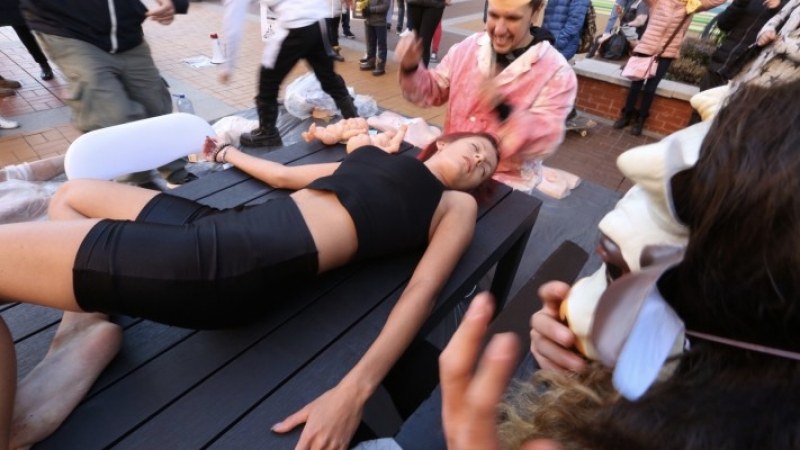 Веганско: Кръв, найлон и рязане на жена в центъра на София