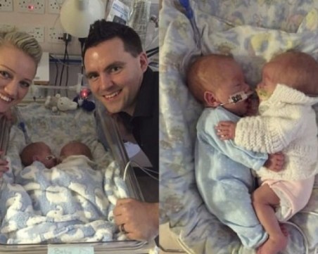 Близнаци се родиха преждевременно и спасиха животите си с прегръдки