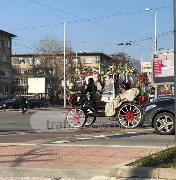 Сватбена рикша и пищна булка събраха погледите в Пловдив СНИМКИ