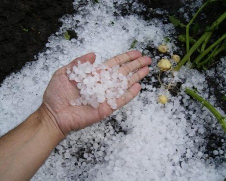 Село побеля, но не от сняг, а от градушка посред зима