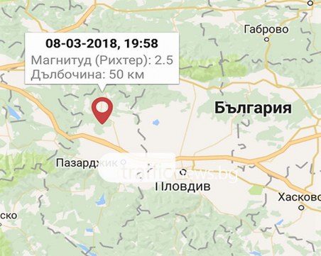 Нов трус, този път на 60 км от Пловдив