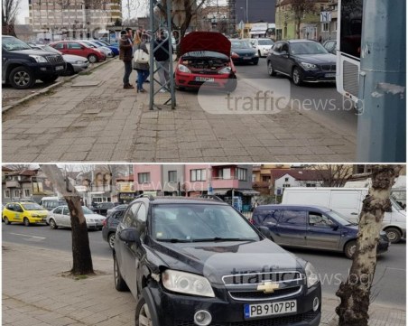 Каскада в центъра на Пловдив! Кола се обърна на Сточна гара СНИМКА