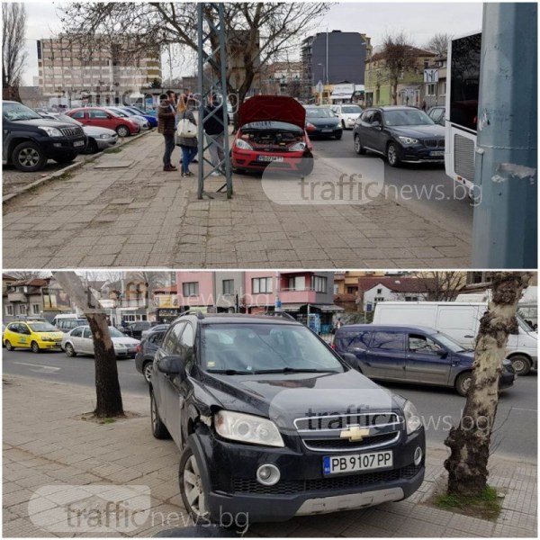 Каскада в центъра на Пловдив! Кола се обърна на Сточна гара СНИМКА