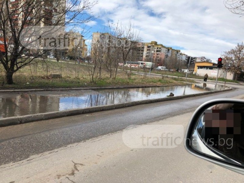 Това не е езеро, а тротоар в Кючука! Но пак ще ви трябват плавници…