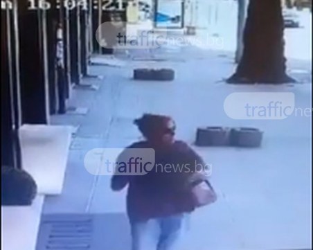 Кражба в Пловдив! Жена изкорени храст от заведение в центъра, пъха го в якето ВИДЕО