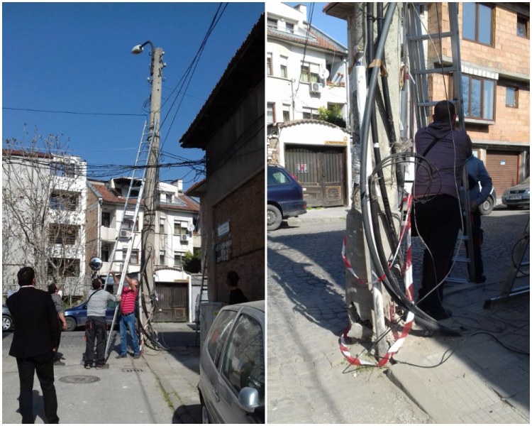 Кола откърти стълб в центъра на Пловдив! Затварят улица за час СНИМКИ