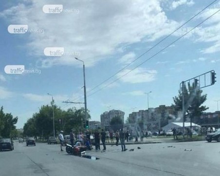 Мотористът, блъснат в Тракия, е в критично състояние, арестуваха шофьорката СНИМКИ