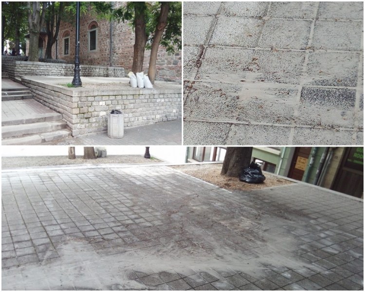 Мърлящина: Строители окепазиха плочките в центъра на културната столица Пловдив