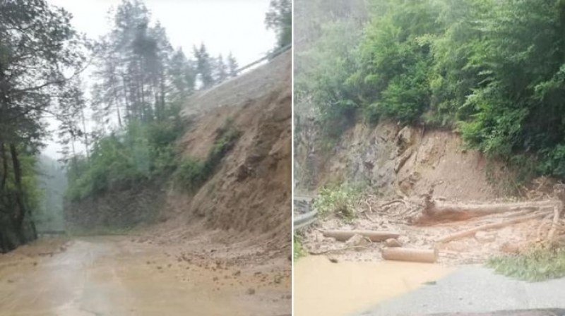 Паднали камъни, кална маса и дървета затвориха два основни пътя в Смолянско СНИМКИ