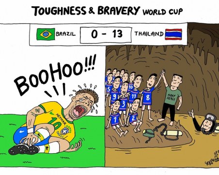 Заклещените в пещера малки футболисти победиха Неймар с 13:0