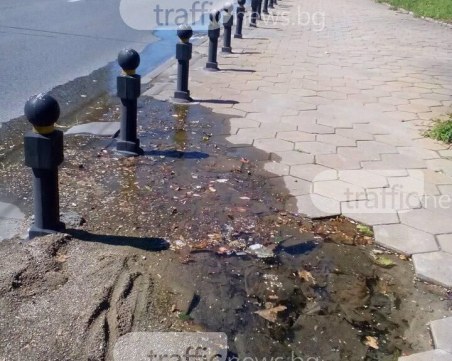 Колоездач се заби в голяма дупка на тротоар в центъра на Пловдив, замалко да излети на платното СНИМКИ