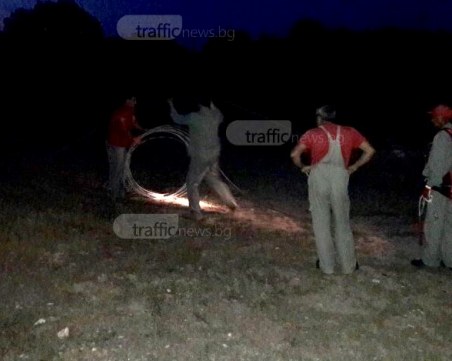 От мястото на инцидента край Пловдив: Отстраняват щетите, нанесени от вертолет СНИМКИ