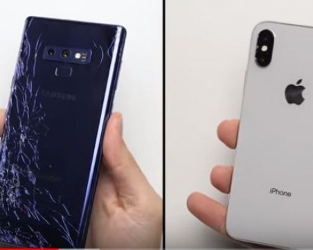 Как се чупи смартфон? Samsung срещу Iphone в зрелищна битка ВИДЕО
