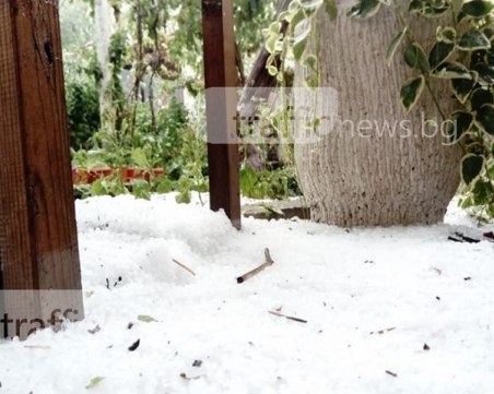 Село край Пловдив побеля! Градушка колкото орех унищожи реколтата СНИМКИ и ВИДЕО