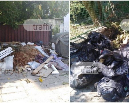 Камари с отпадъци се натрупаха край  детска градина и училище в Кючука СНИМКИ