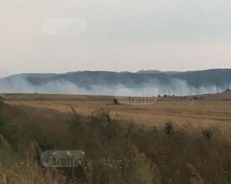 Пожарът, който избухна край жп линията Карлово- Баня, е овладян ВИДЕО