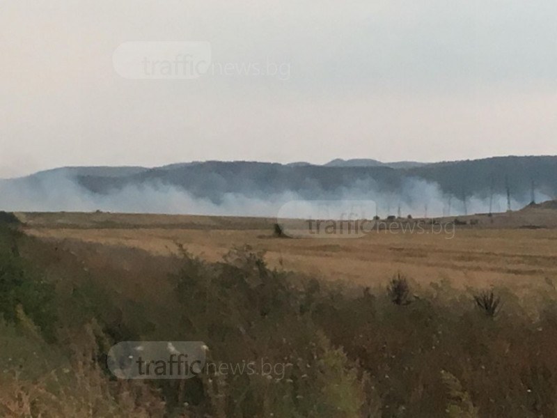 Пожарът, който избухна край жп линията Карлово- Баня, е овладян ВИДЕО