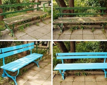 Пловдивски ученици рисуват шевици с народни мотиви по пейки