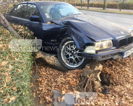 Дрифтъри се забиха в дърво в Пловдив! Зарязаха БМВ-то и избягаха СНИМКИ+ВИДЕО
