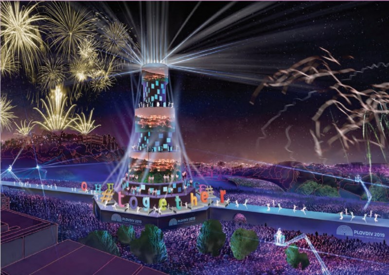 250-метрова сцена и огромна кула за откриването на Пловдив 2019 СНИМКИ