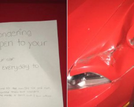 Дете остави върху блъсната кола бележка, с която взриви социалните мрежи СНИМКИ