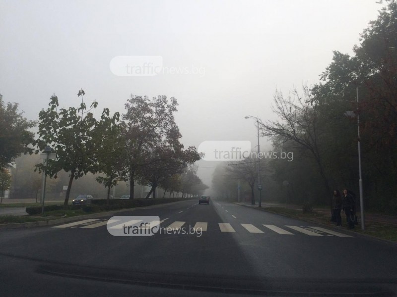 Гъста мъгла в Пловдив и областта, видимостта е намалена до 300 метра