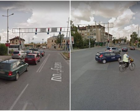 Шофьори не могат да минат на зелен светофар в Пловдив, защото друг показва червено СНИМКИ