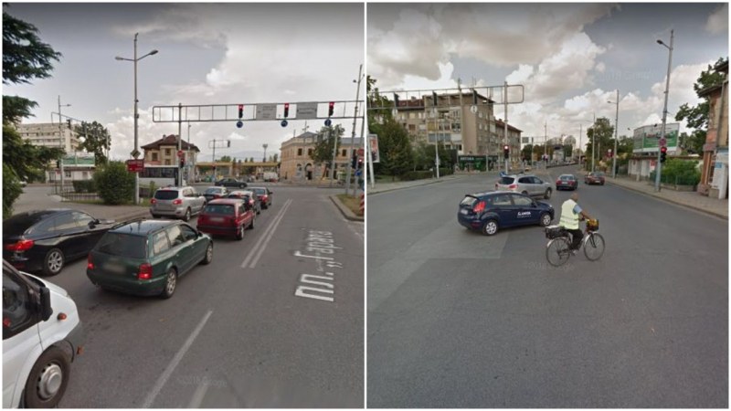 Шофьори не могат да минат на зелен светофар в Пловдив, защото друг показва червено СНИМКИ