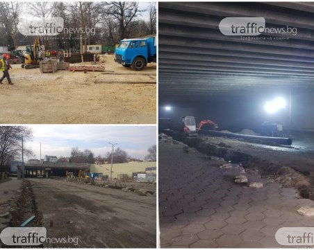 Ще го отворят ли до месец? Строители с офанзива в подлеза на Гладстон  СНИМКИ
